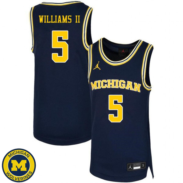 Men's Michigan Wolverines #5 Terrance Williams II Navy NCAA Basketball Jersey